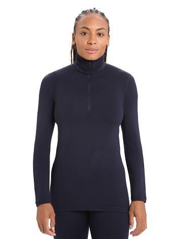 Women's Icebreaker Merino 260 Tech Long Sleeve Half Zip Thermal Top Base Layers Midnight Navy | CA 1033VRWD